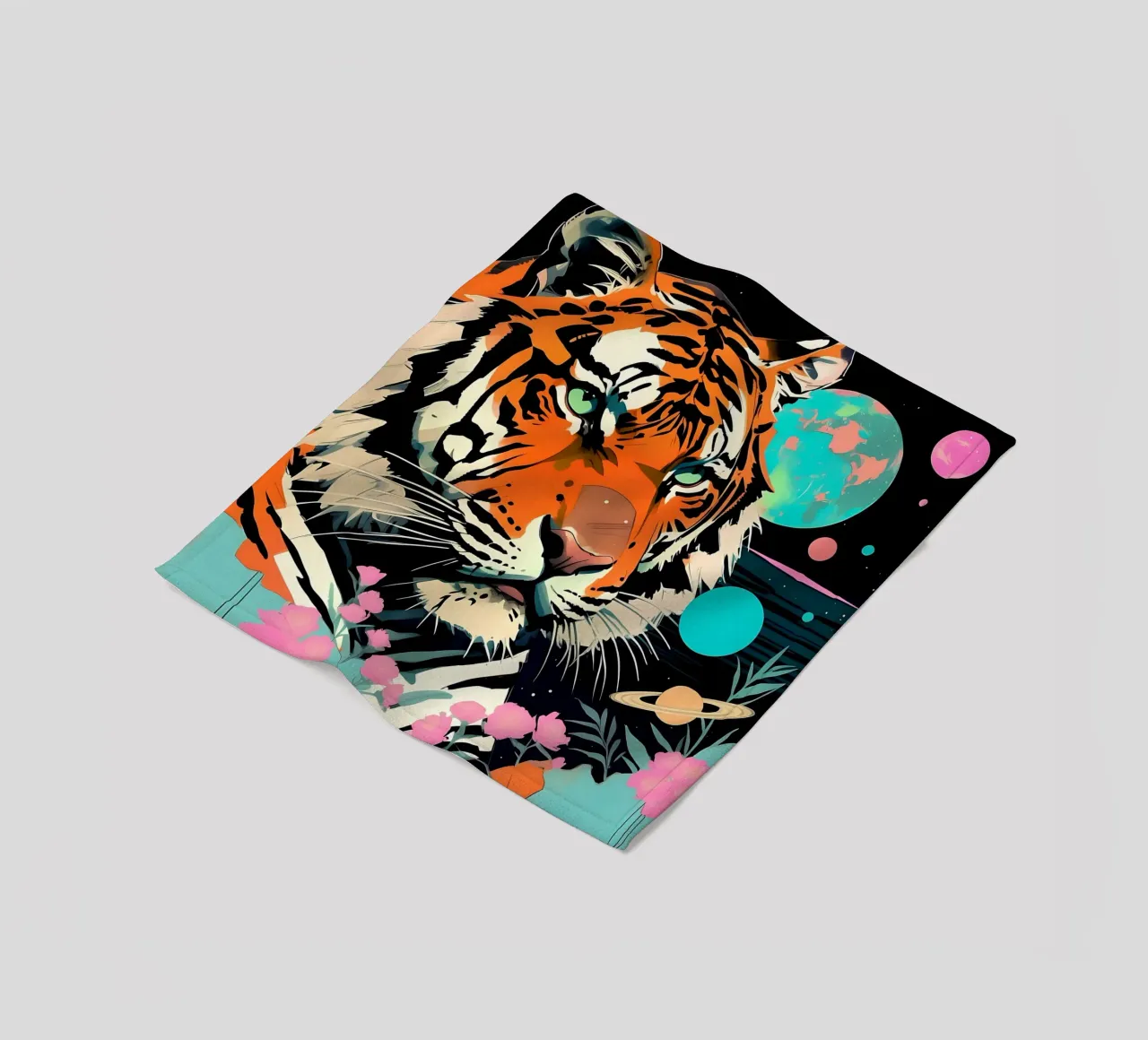 Tiger_Style_D_1 fleece blanket by Tierisch bunt by LK