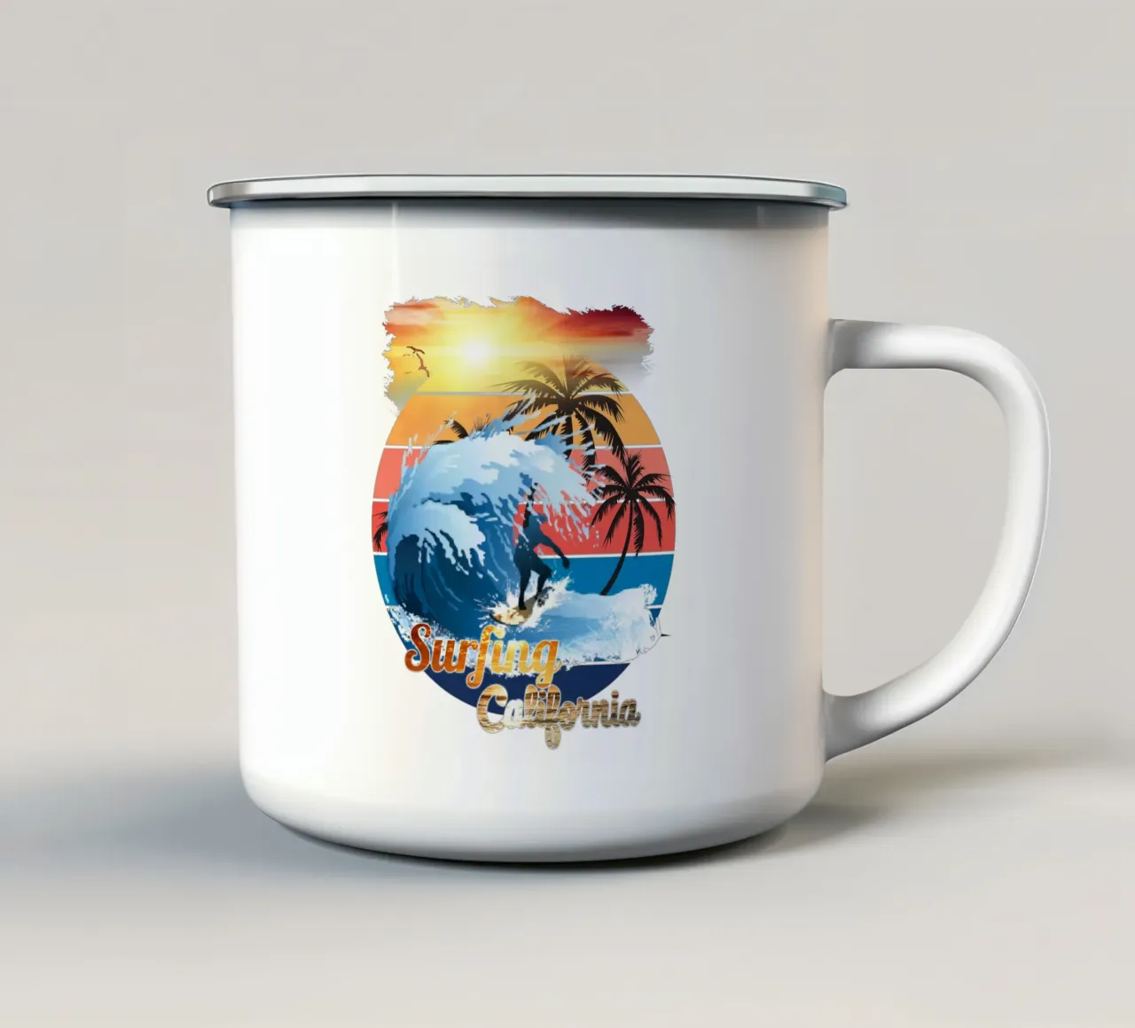 Surf Life Oval y - Summer Sun Vibes tazza in smalto da surfer28