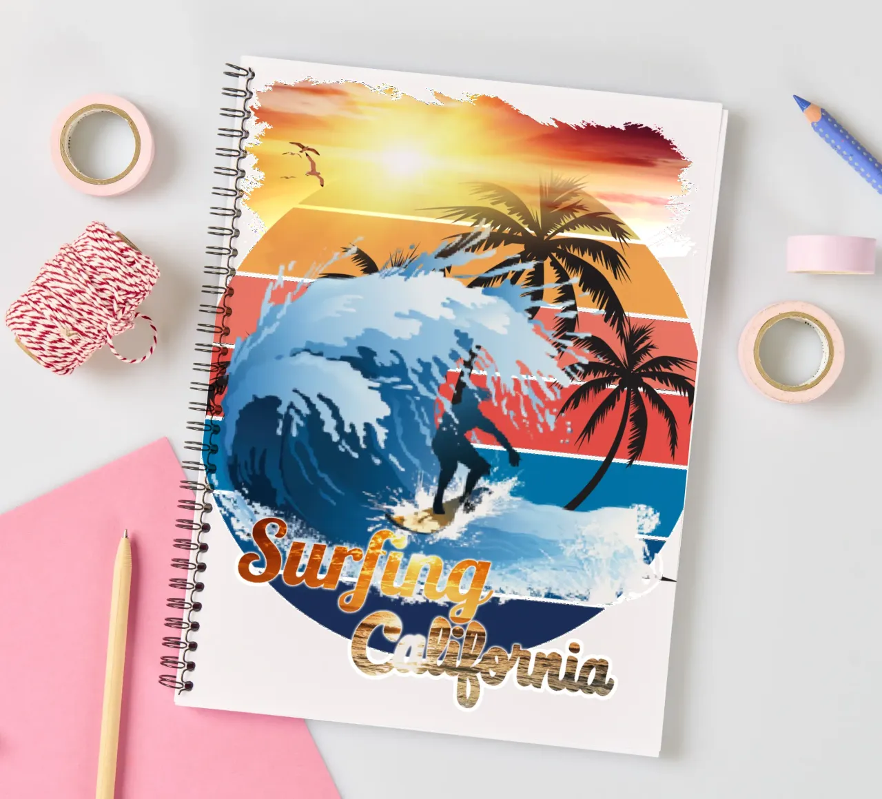 Surf Life Oval y - Summer Sun Vibes spiral notebook by surfer28