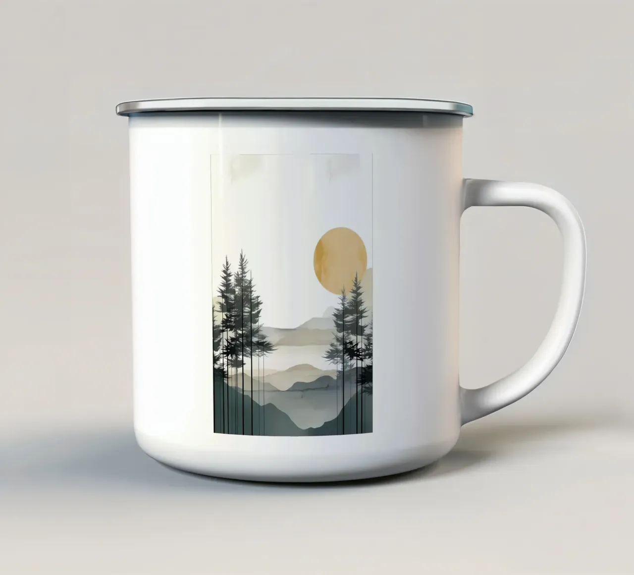 Strato montuoso e foresta tazza in smalto da Albert S Jacob
