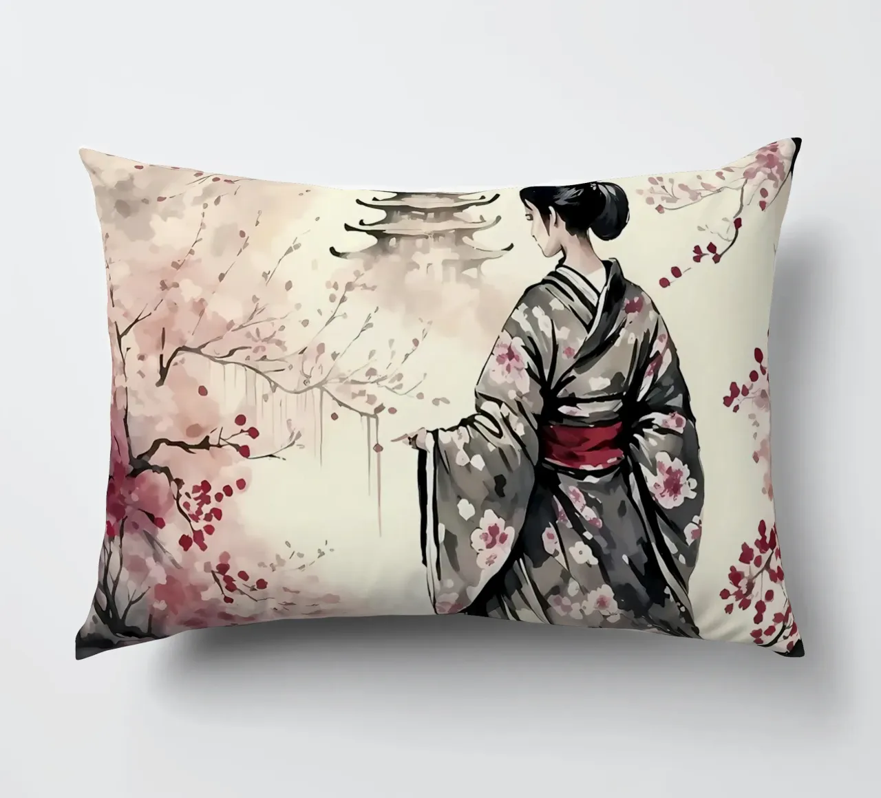 Fiori di ciliegio geisha cuscino da Rebecca Clark Wyrick