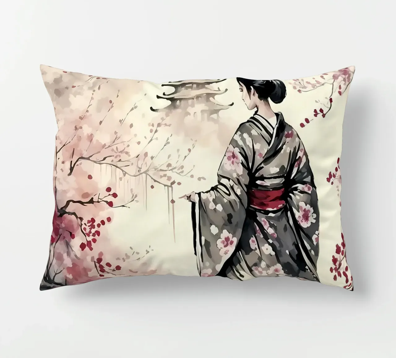 Fiori di ciliegio geisha cuscino da Rebecca Clark Wyrick