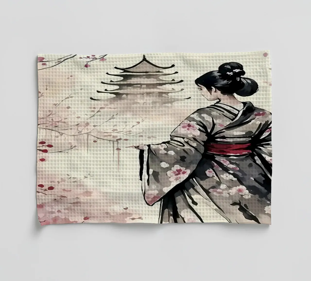 Fiori di ciliegio geisha canovaccio da cucina da Rebecca Clark Wyrick