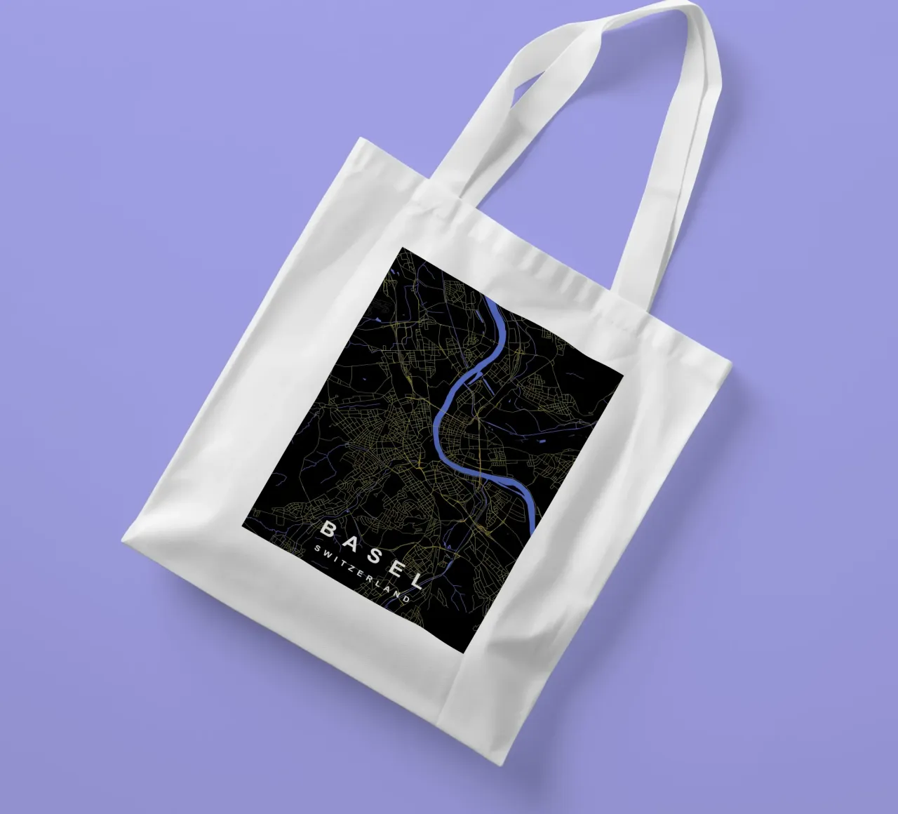 Basilea Svizzera - Mappa della città in nero e oro borsa in juta da Cartographers Library