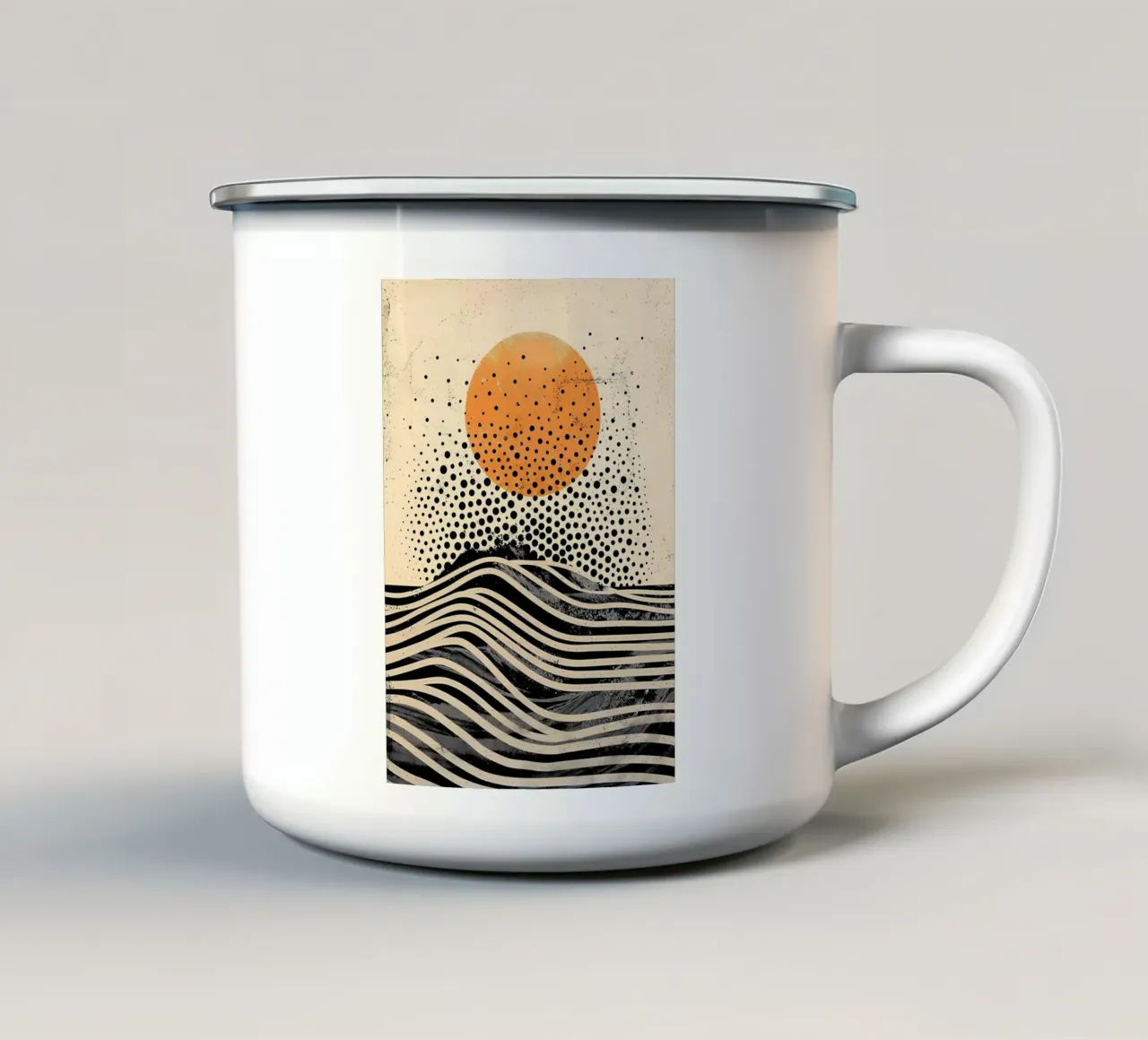 Onde del sole a punti tazza in smalto da James M Coyle