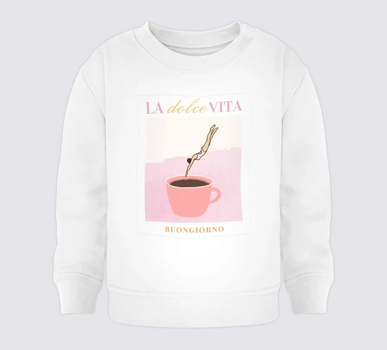 La Dolce Vita Kaffee Poster, Kaffee Druck, Espresso Kunst Baby Sweatshirt von Bella Studio