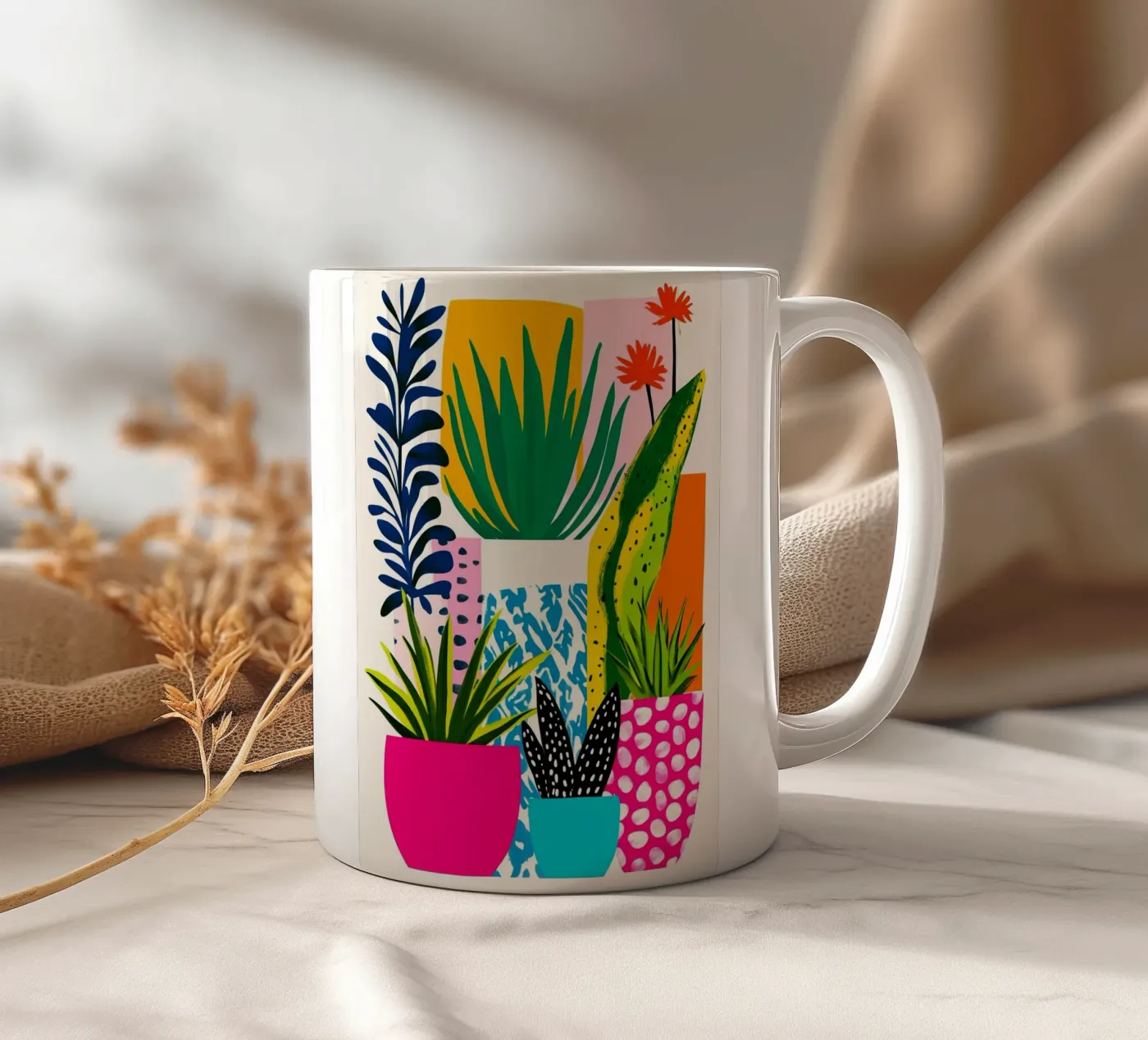 Botanical theme ceramic mug by Justyna Jaszke JBJart