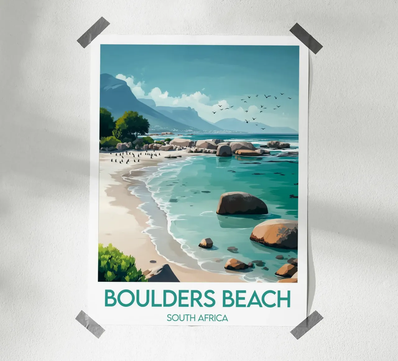 Affiche Boulders Beach poster con telaio in plastica da Frame the World