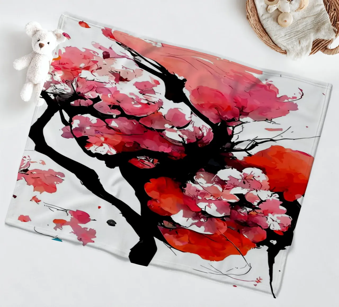 Fiori di ciliegio sakura coperta in pile da Rebecca Clark Wyrick