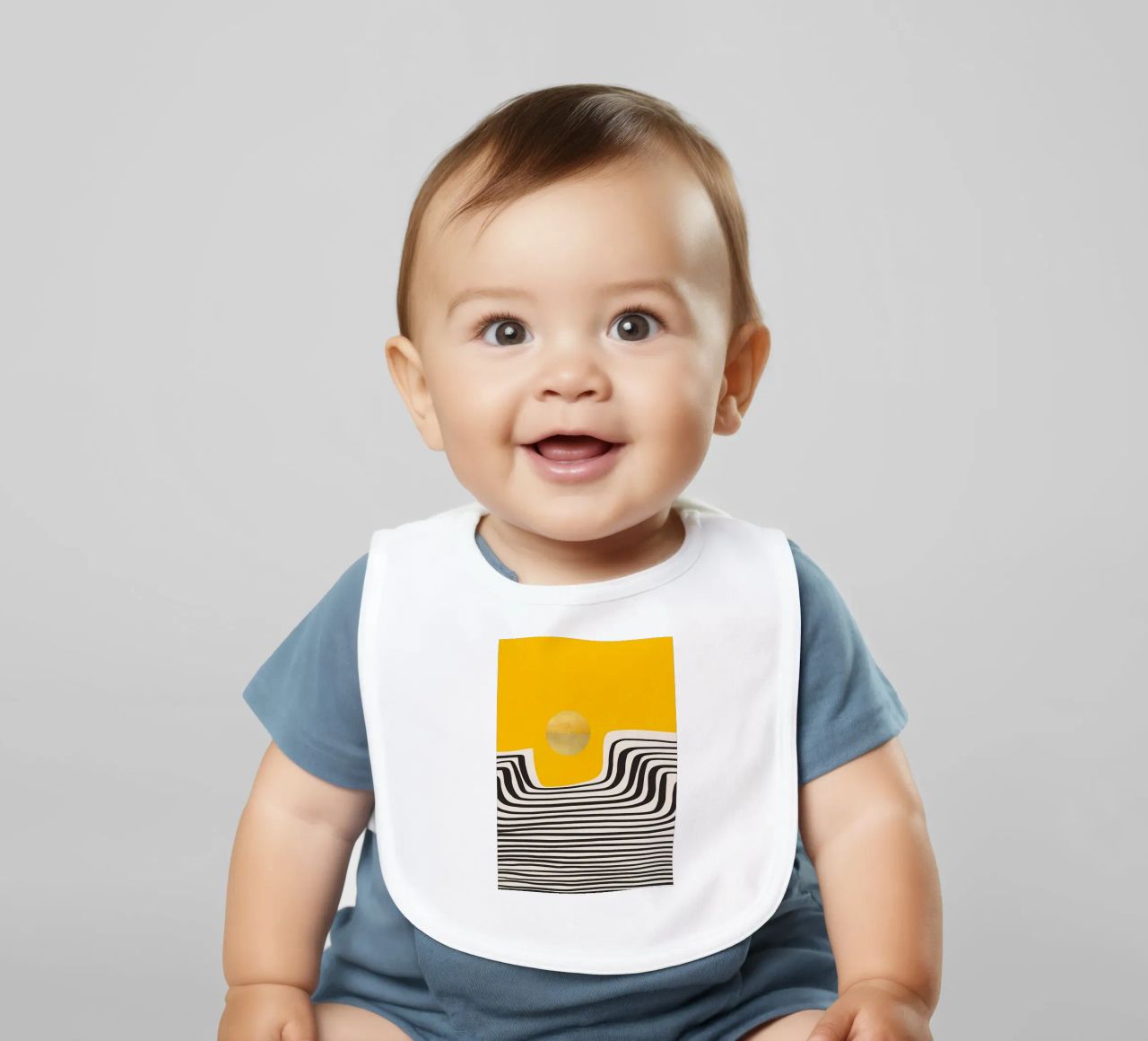 Minimal Abstract View 2 baby bib by James M Coyle
