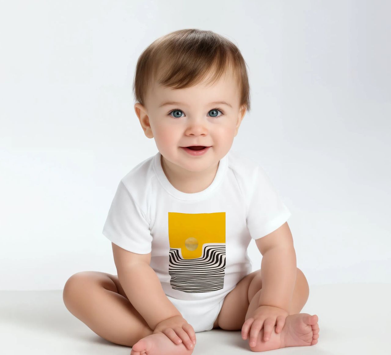 Minimal Abstract View 2 short-sleeve baby romper by James M Coyle