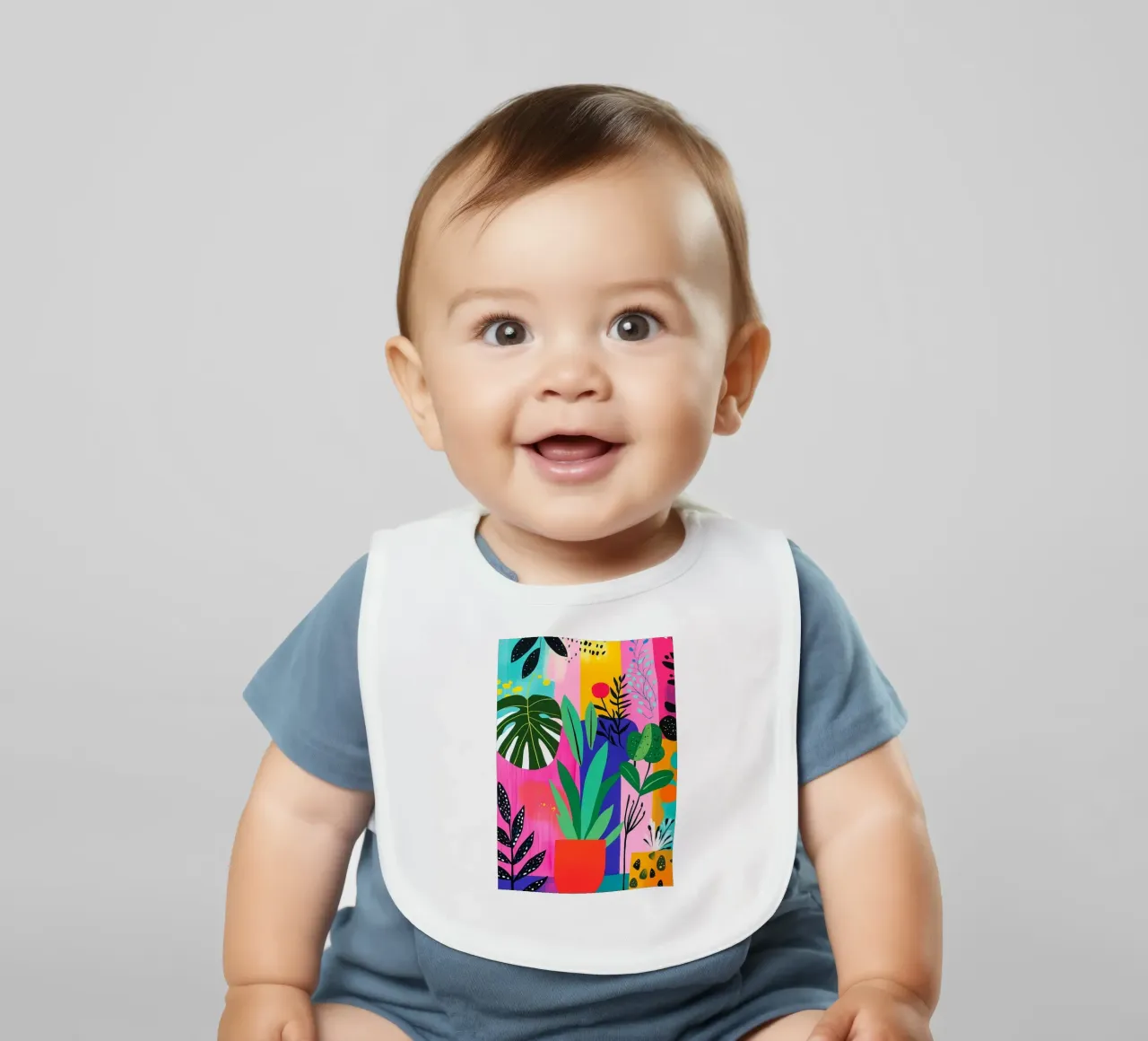 Botanisch ontwerp baby slabbetje van Justyna Jaszke JBJart