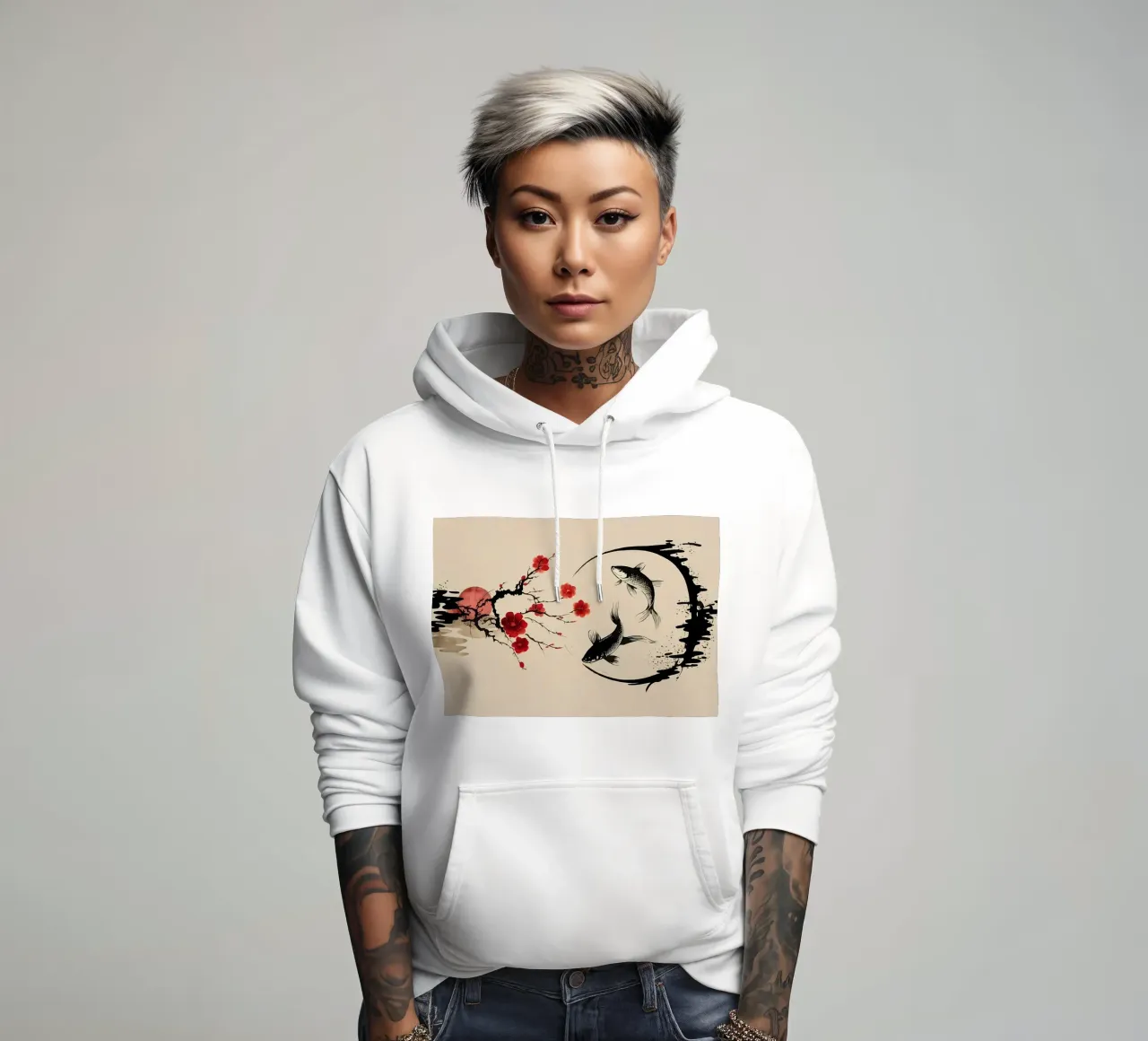 Pesci carpa Koi e grandi felpa con cappuccio da Rebecca Clark Wyrick