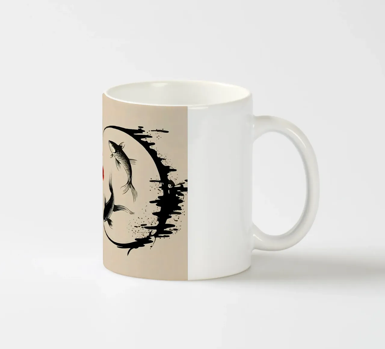 Pesci carpa Koi e grandi tazza in ceramica da Rebecca Clark Wyrick