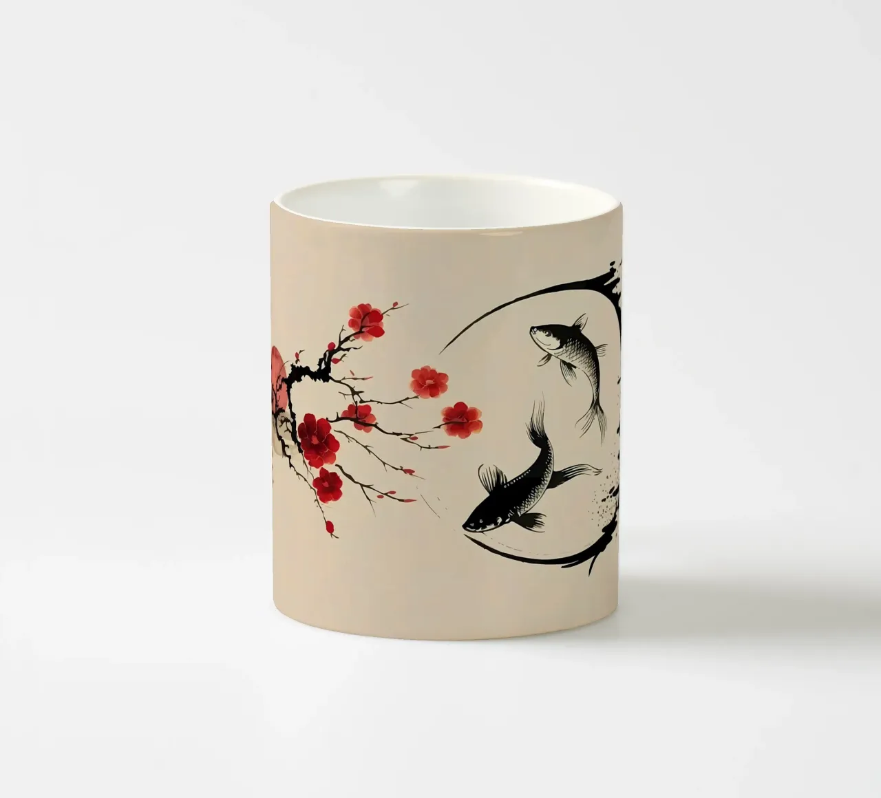 Pesci carpa Koi e grandi tazza in ceramica da Rebecca Clark Wyrick