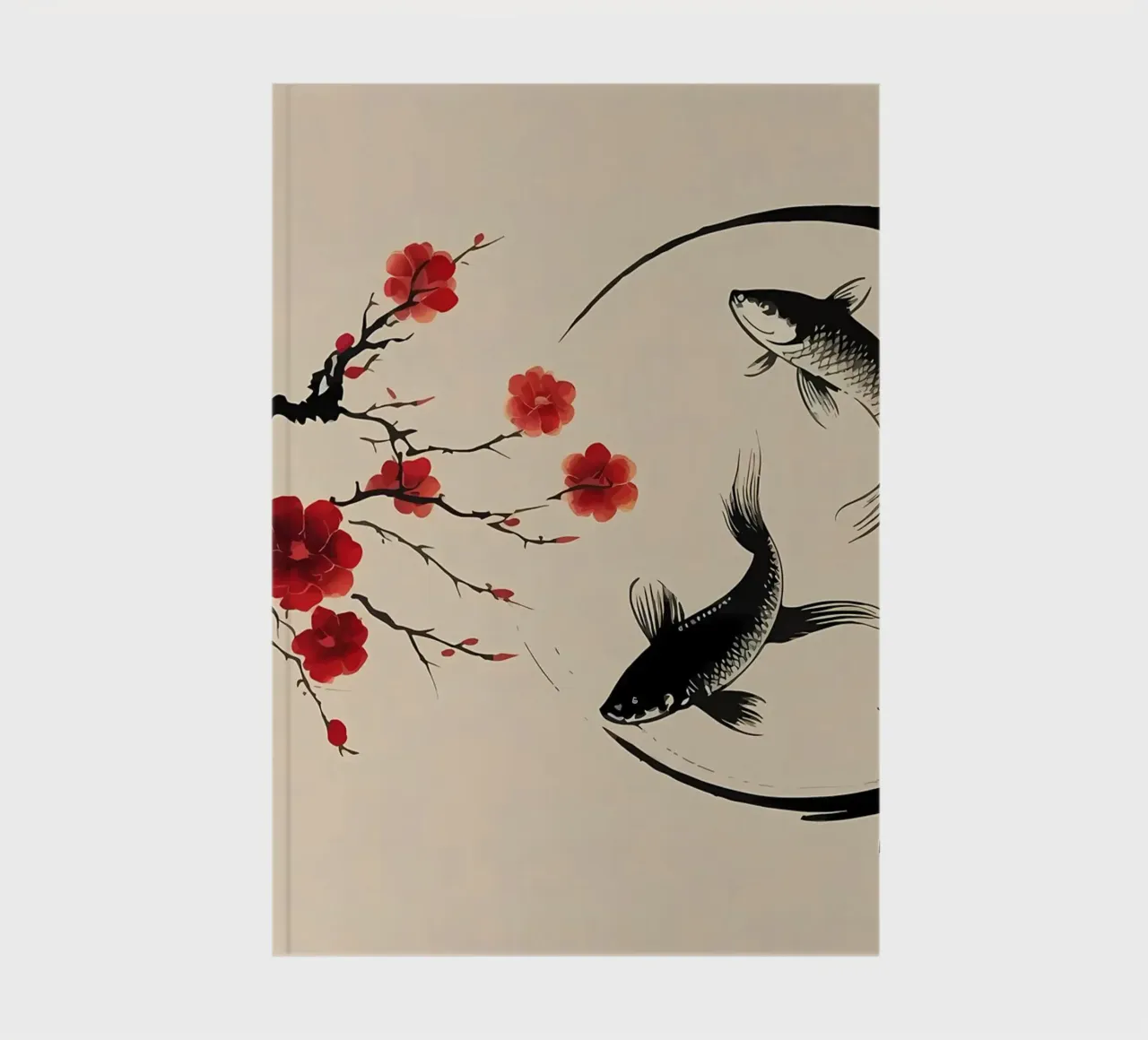 Koi carp fishes and big notebook by Rebecca Clark Wyrick