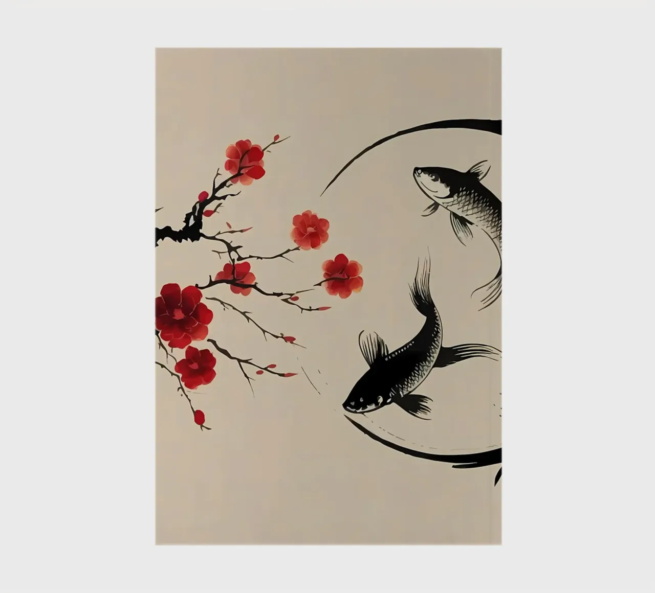 Koi carp fishes and big notebook by Rebecca Clark Wyrick