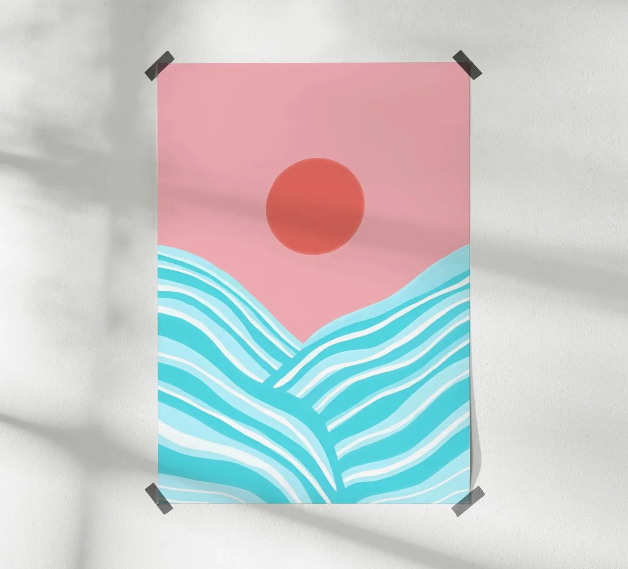 Oceano Sole Astratto 1 poster con telaio in plastica da James M Coyle