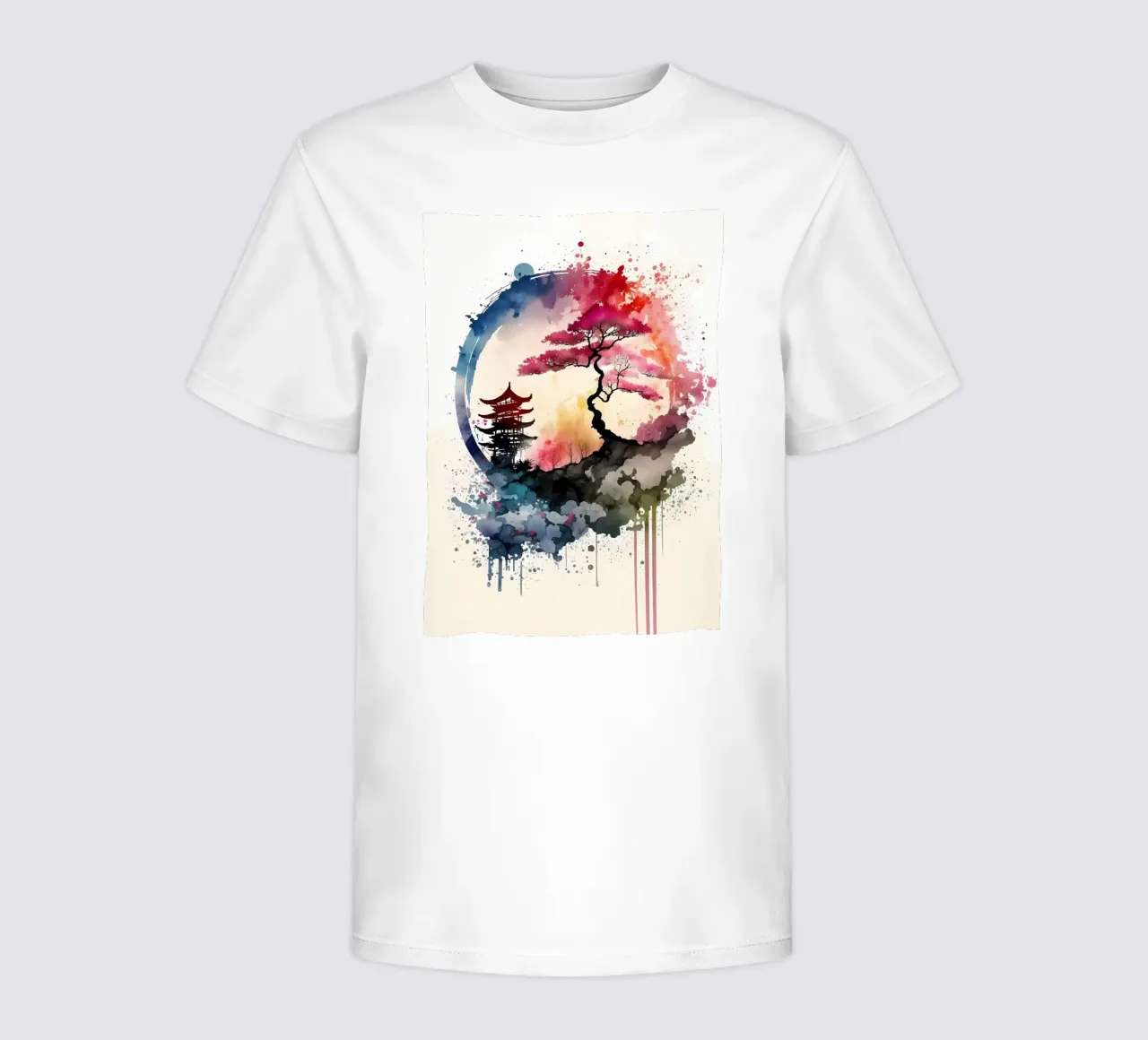 Aquarelle japanisch 3 Kinder T-Shirt von Rebecca Clark Wyrick