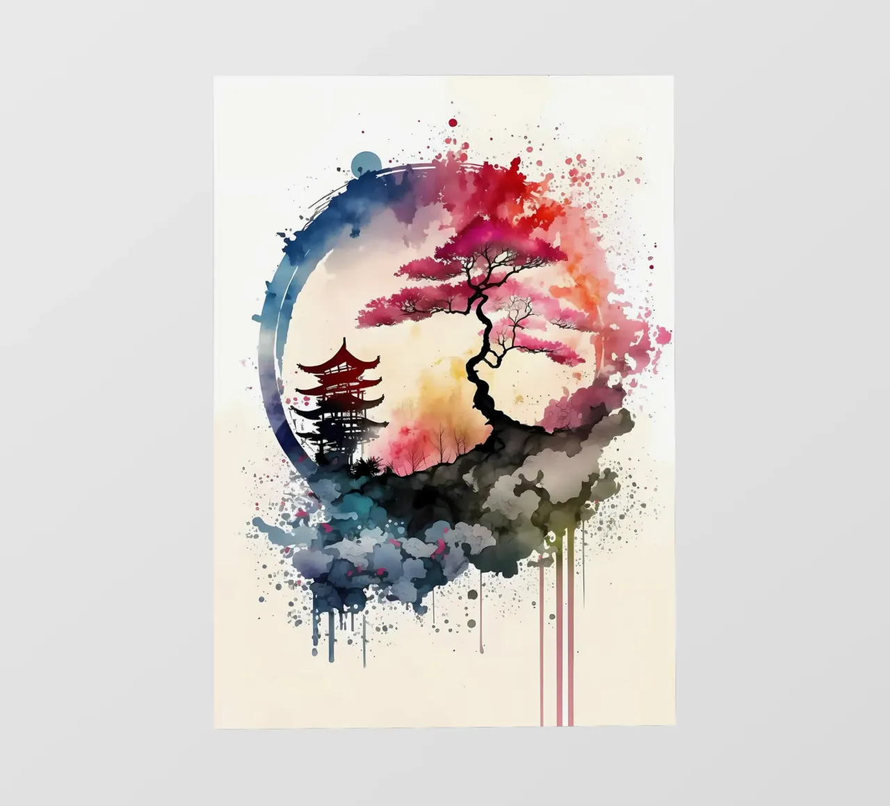 Watercolors japanese 3 photo wallpaper by Rebecca Clark Wyrick