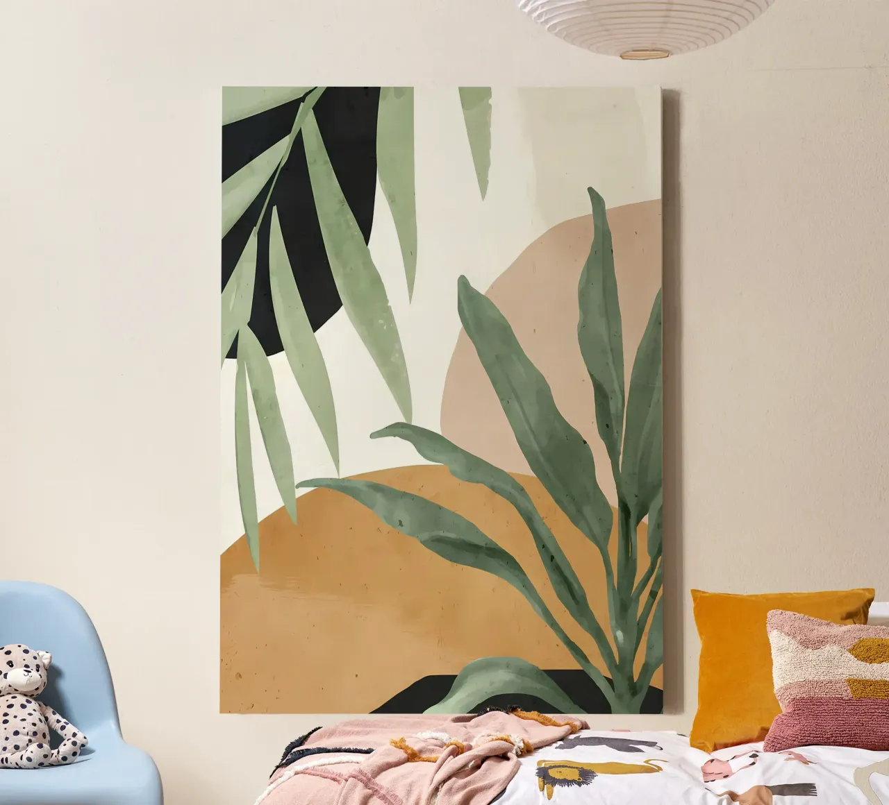 Abstrakte Kunst Tropische Blätter 4 Leinwand mit Schattenfugenrahmen von Rebecca Clark Wyrick