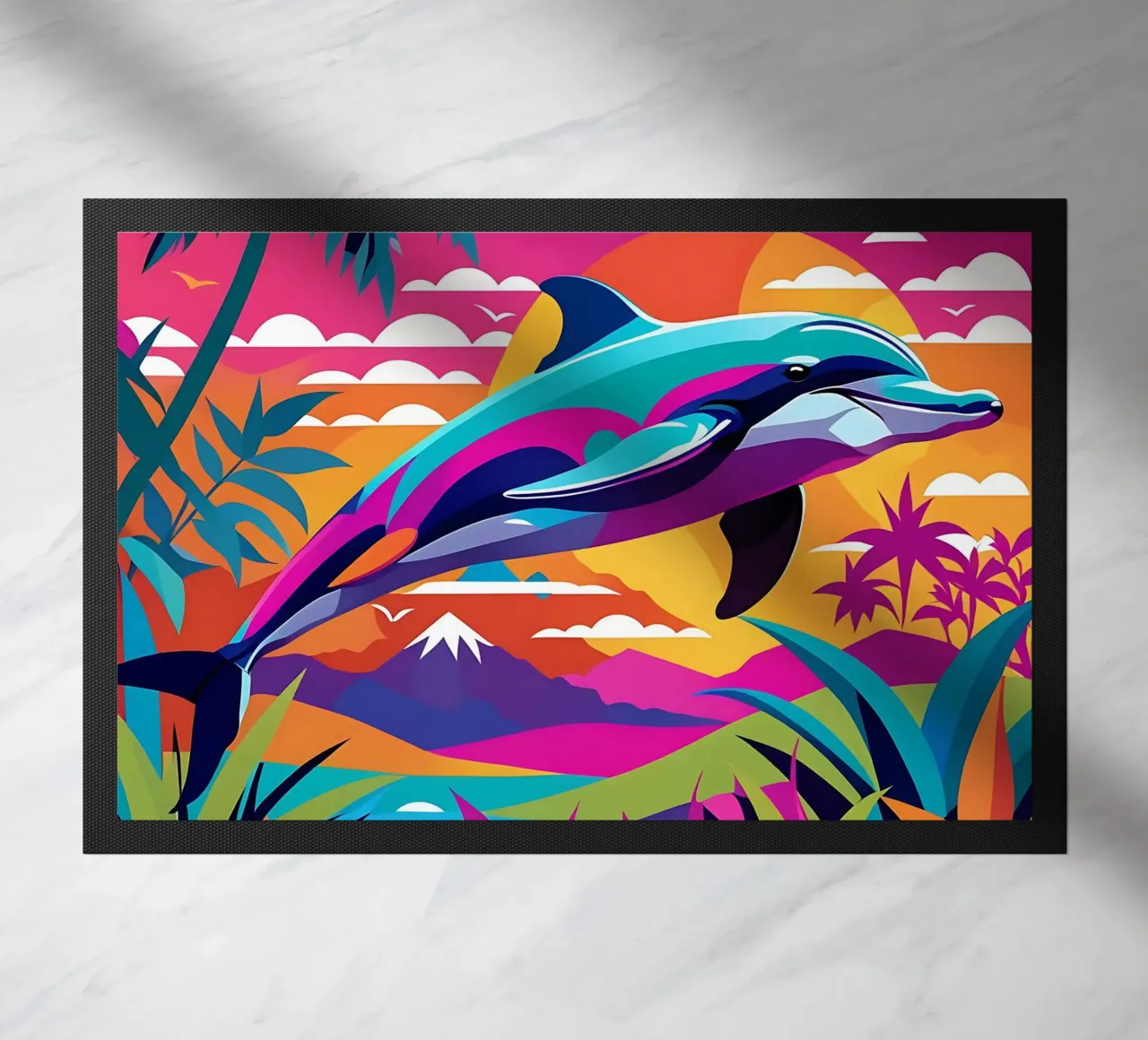 Dolphin_style_E_1 doormat by Tierisch bunt by LK