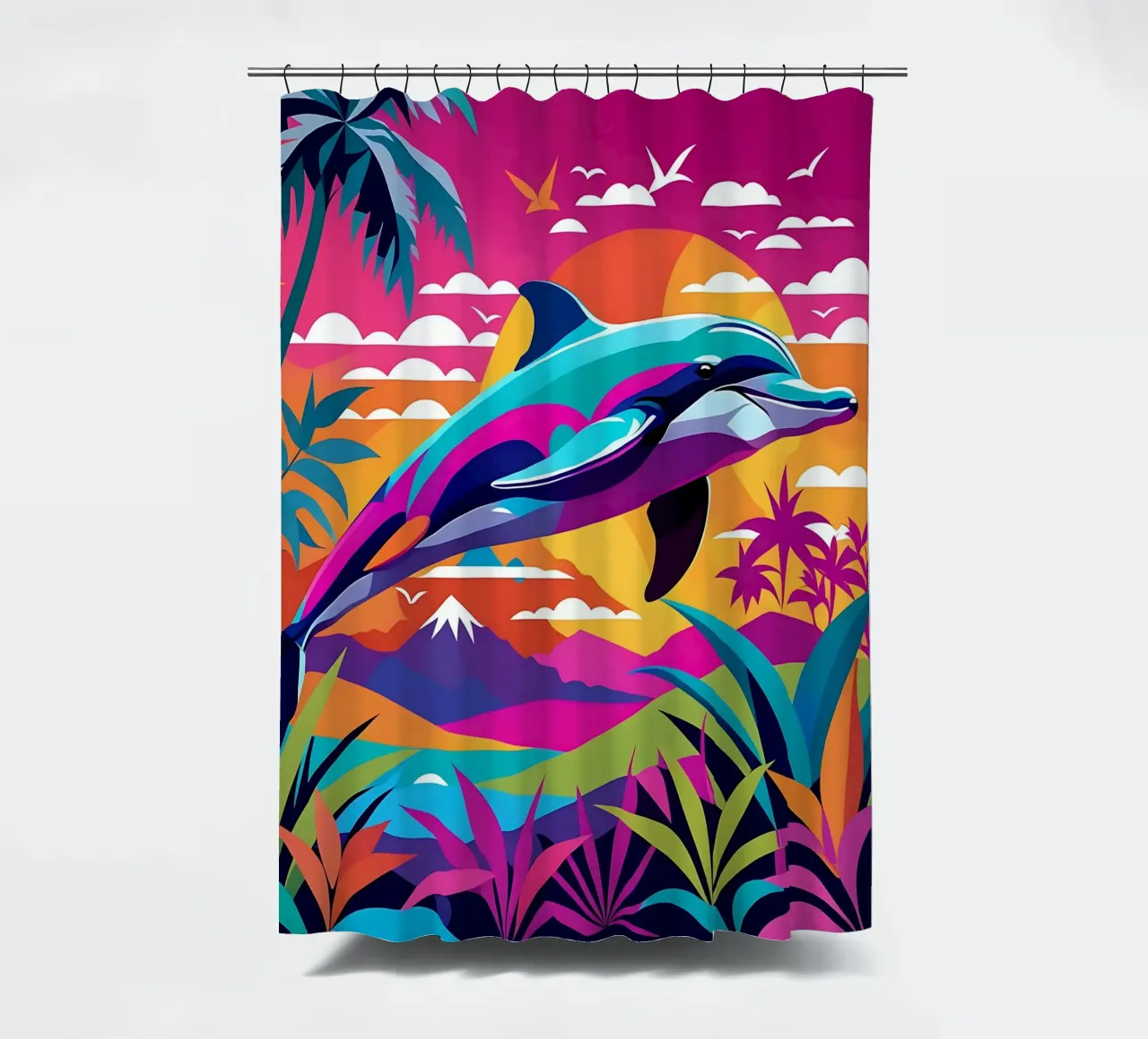 Delphin_Stil_E_1 Duschvorhang von Tierisch bunt by LK