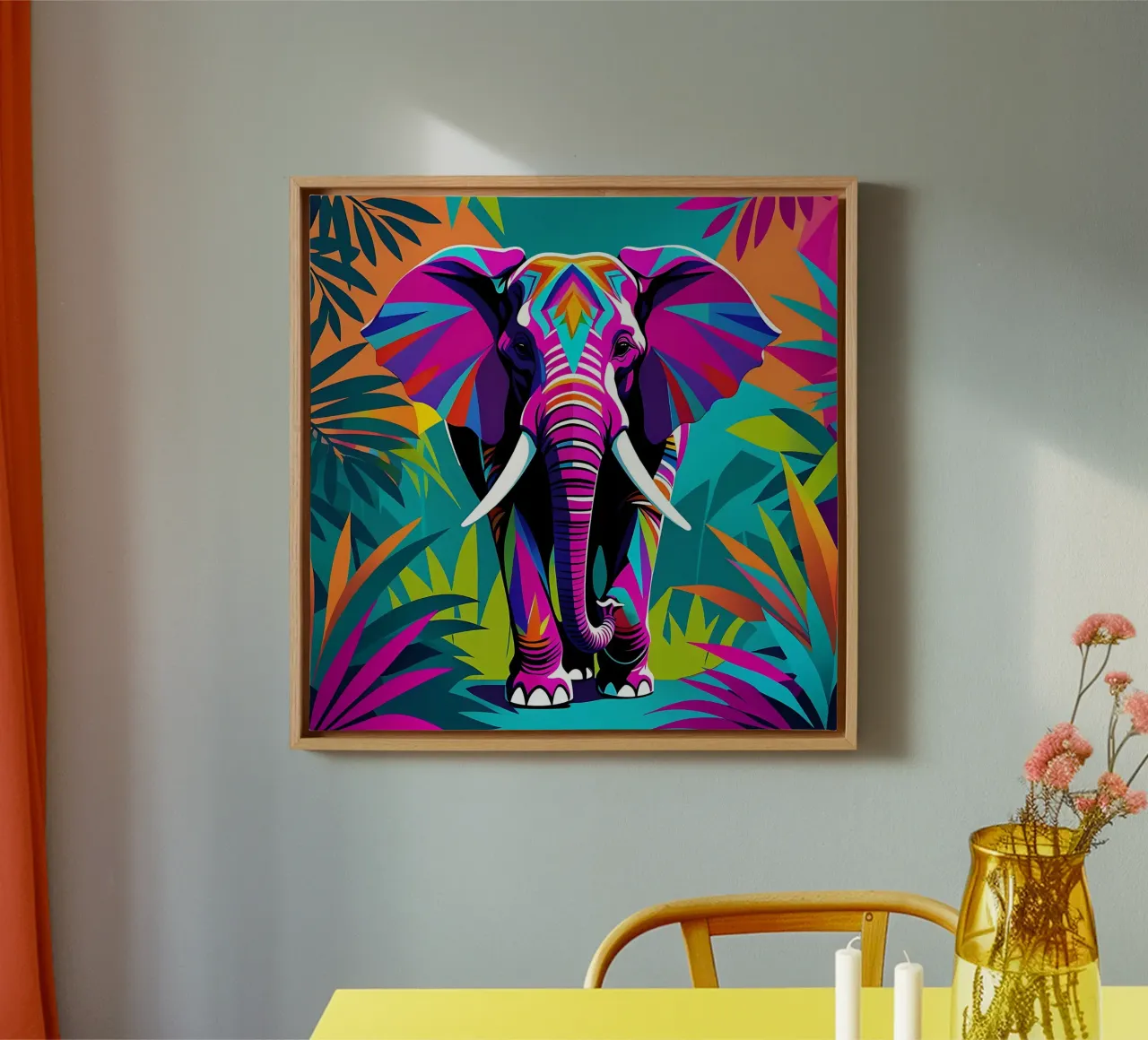 Elefante_Stile_E_1 tela con Cornice a cassetta da Tierisch bunt by LK