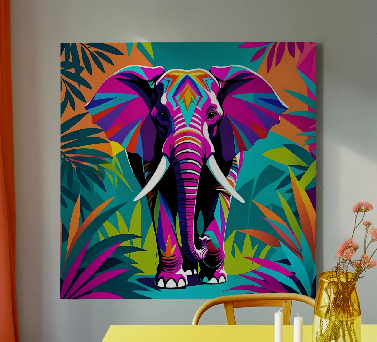 Elefante_Stile_E_1 tela con Cornice a cassetta da Tierisch bunt by LK