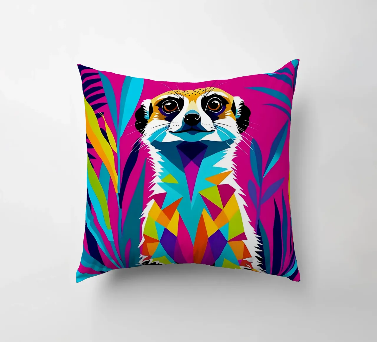 Meerkat_style_E_1 cuscino da Tierisch bunt by LK