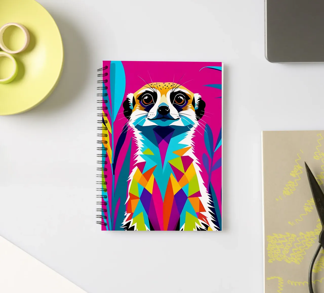 Meerkat_style_E_1 spiral notebook by Tierisch bunt by LK