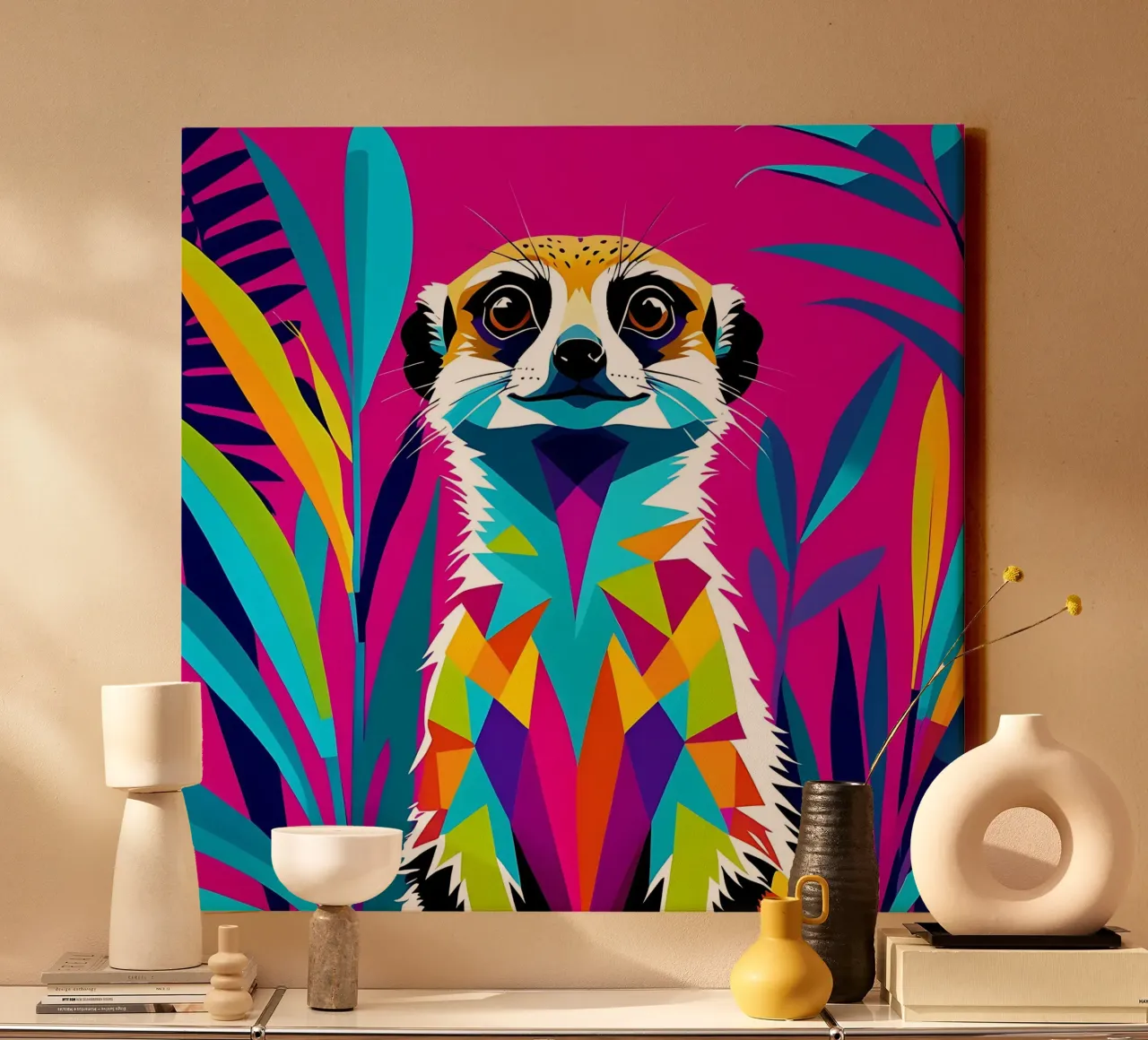 Meerkat_style_E_1 canvas by Tierisch bunt by LK