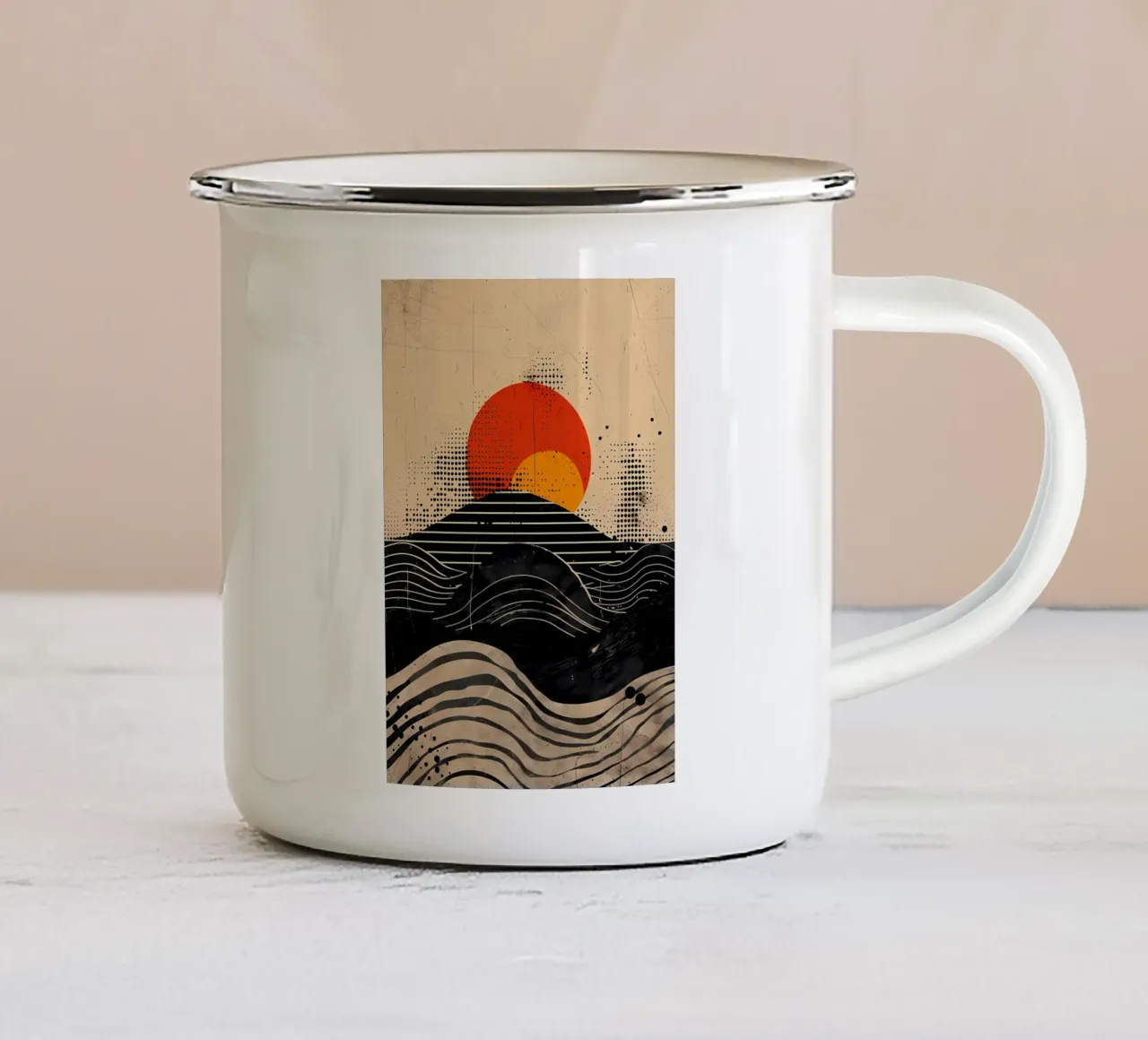 Mare del tramonto lunare tazza in smalto da James M Coyle