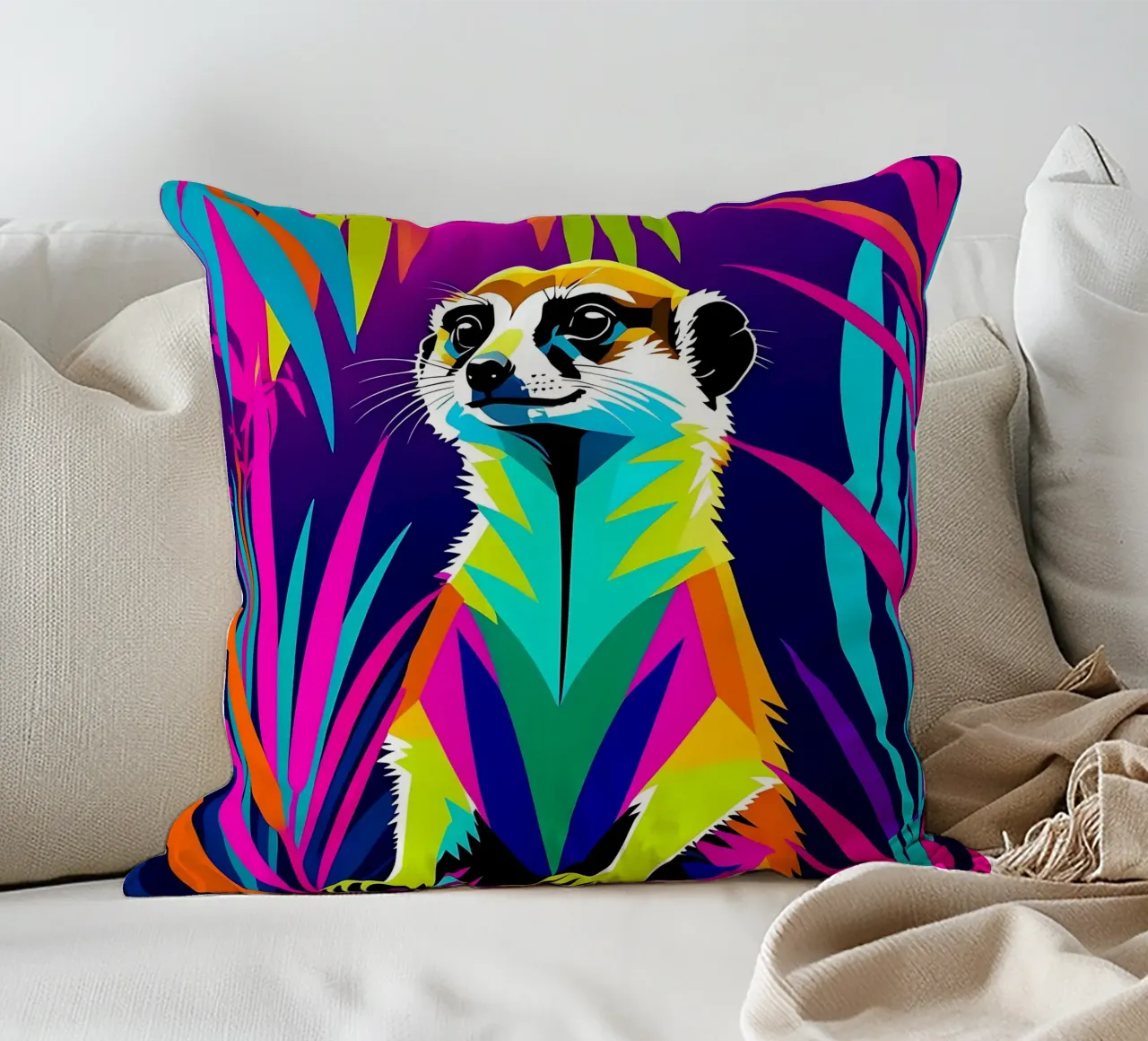 Meerkat_style_E_2 cuscino da Tierisch bunt by LK