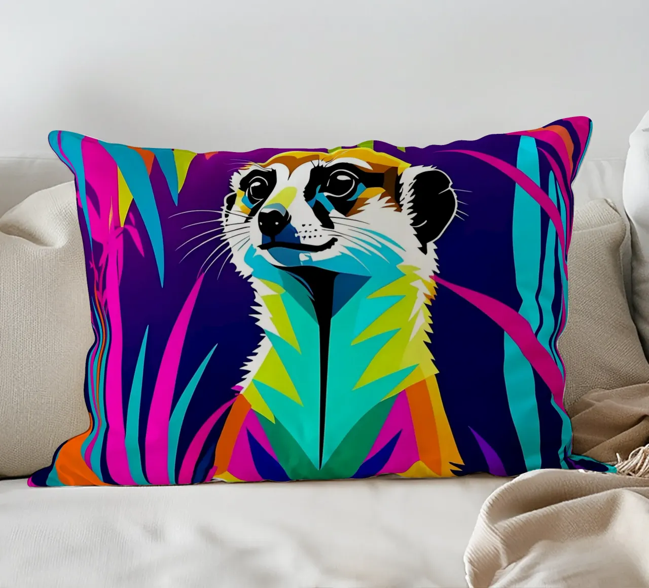 Meerkat_style_E_2 cuscino da Tierisch bunt by LK