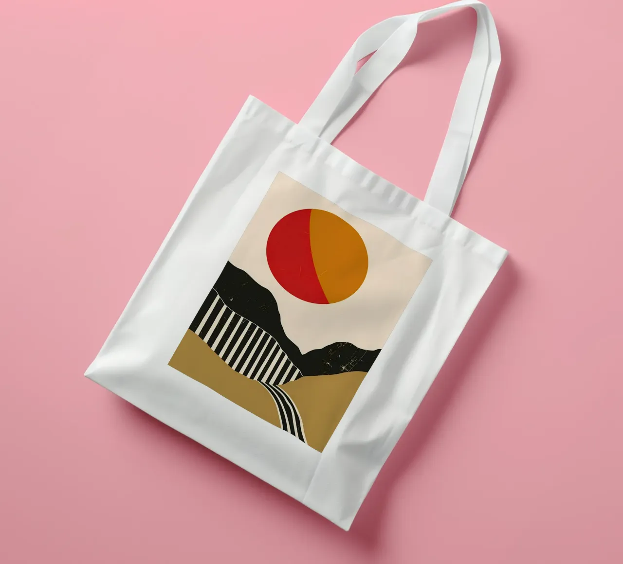 Paesaggio minimalista retrò borsa in juta da James M Coyle