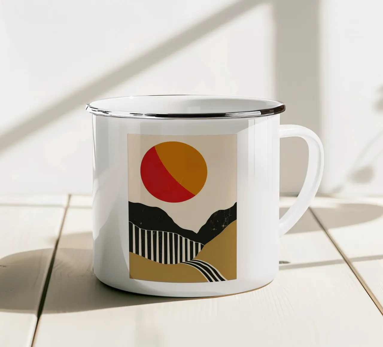 Paesaggio minimalista retrò tazza in smalto da James M Coyle