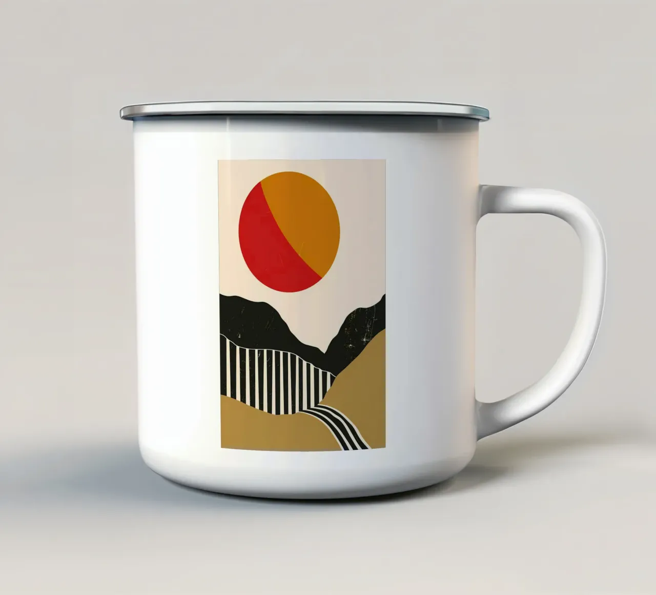Paesaggio minimalista retrò tazza in smalto da James M Coyle