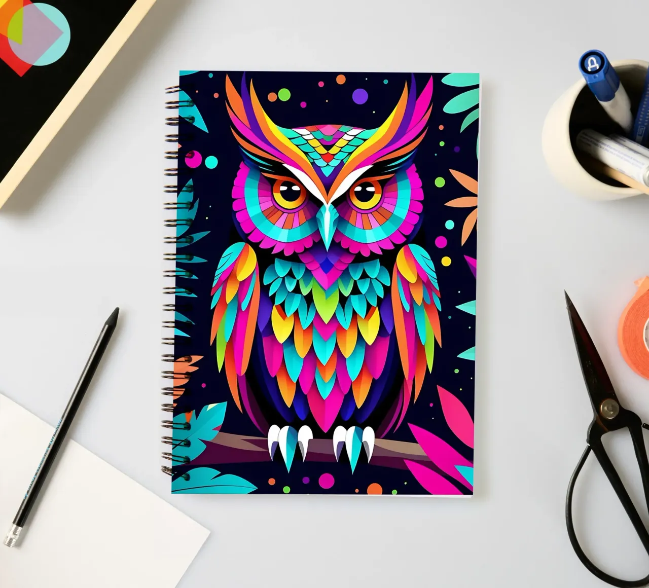 Owl_style_E_1 spiral notebook by Tierisch bunt by LK