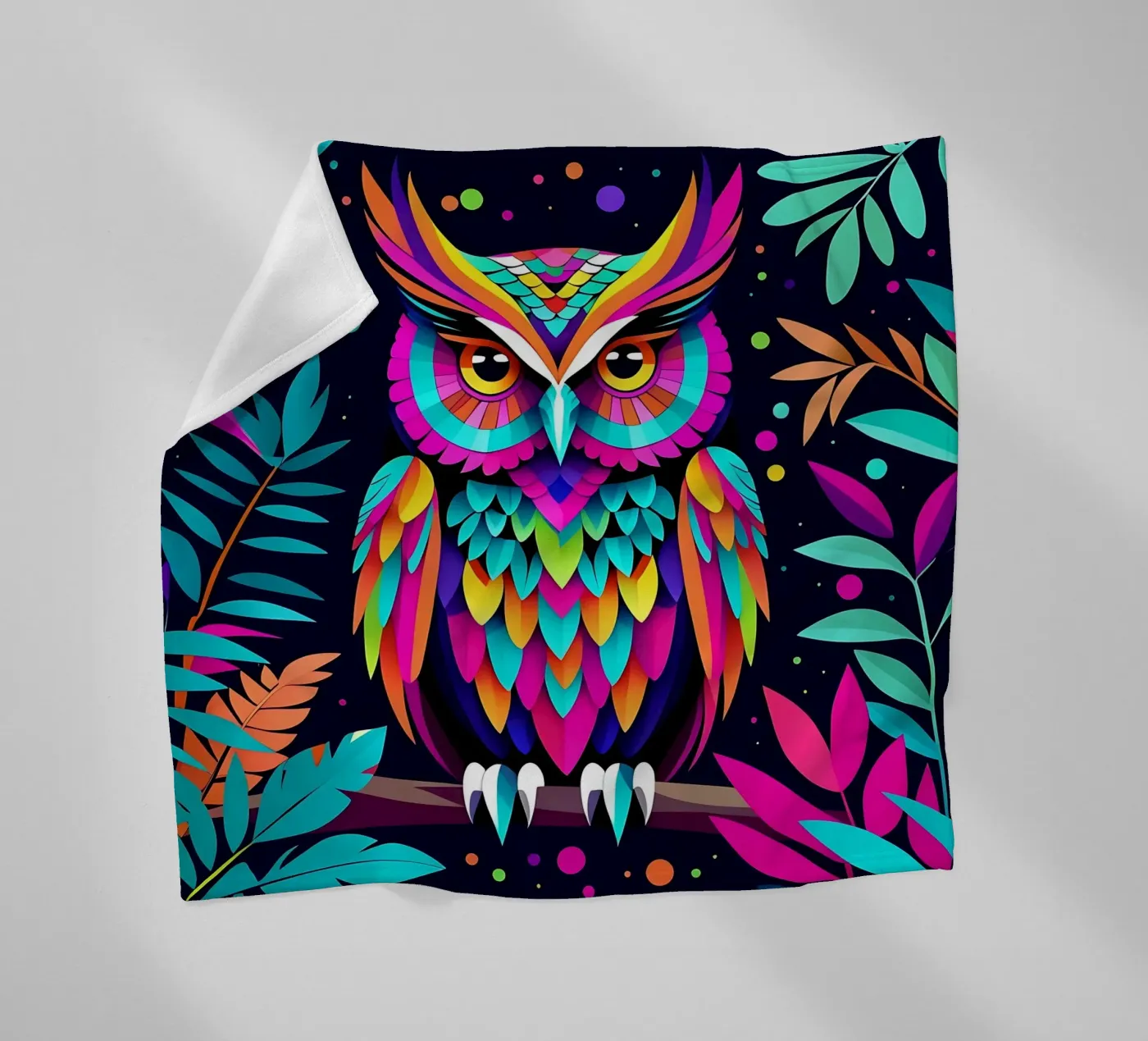 Owl_style_E_1 Fleecedecke von Tierisch bunt by LK