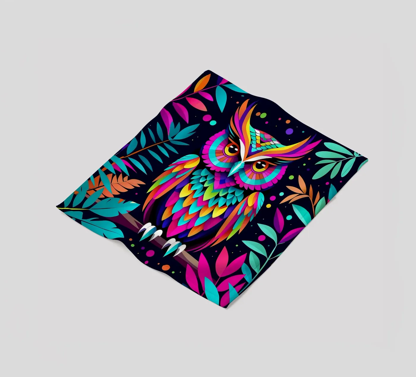 Owl_style_E_1 Fleecedecke von Tierisch bunt by LK