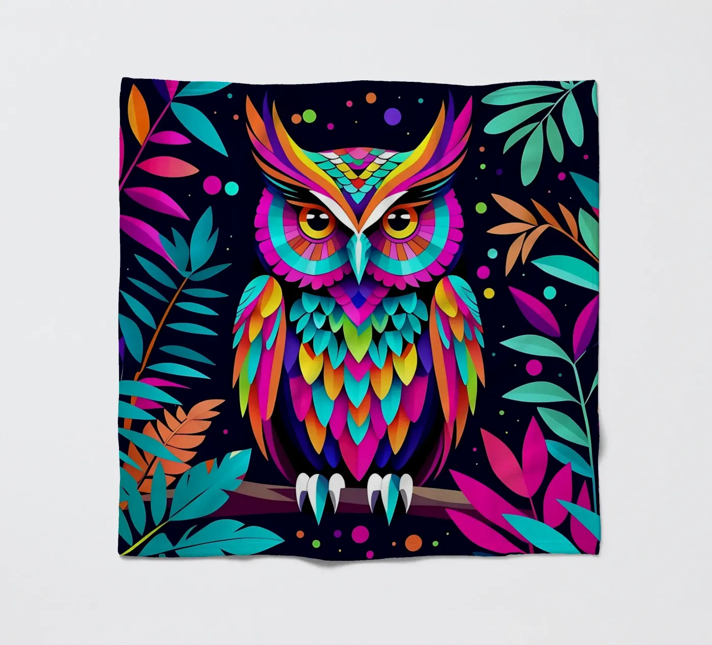 Owl_style_E_1 Fleecedecke von Tierisch bunt by LK