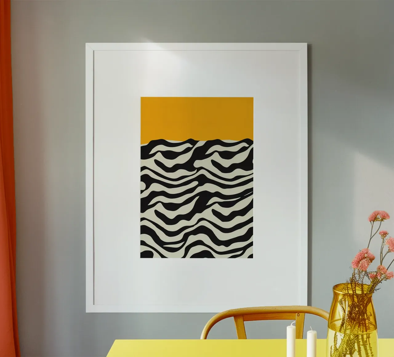 Moderne du milieu du siècle Jaune poster de James M Coyle
