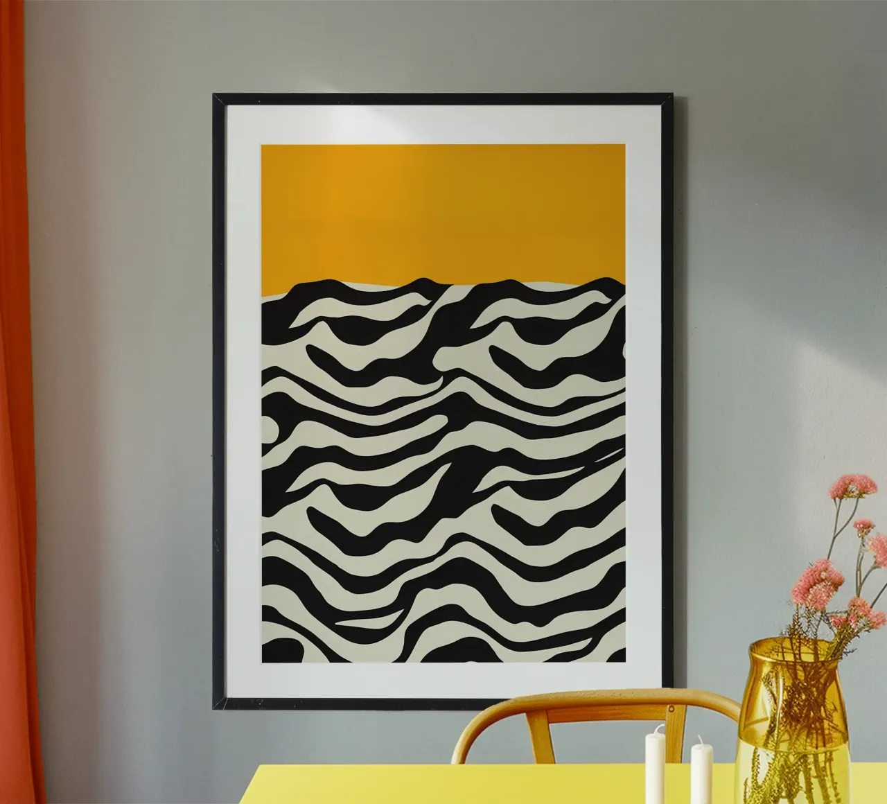 Moderne du milieu du siècle Jaune poster de James M Coyle