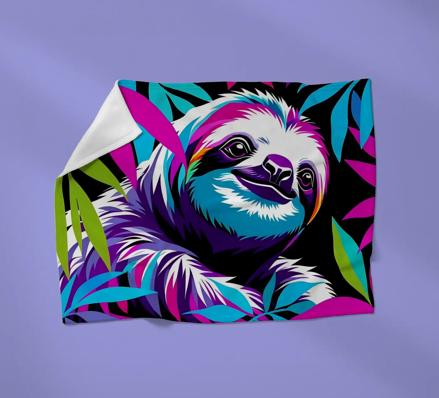 Sloth_Style_E_1 fleece blanket by Tierisch bunt by LK