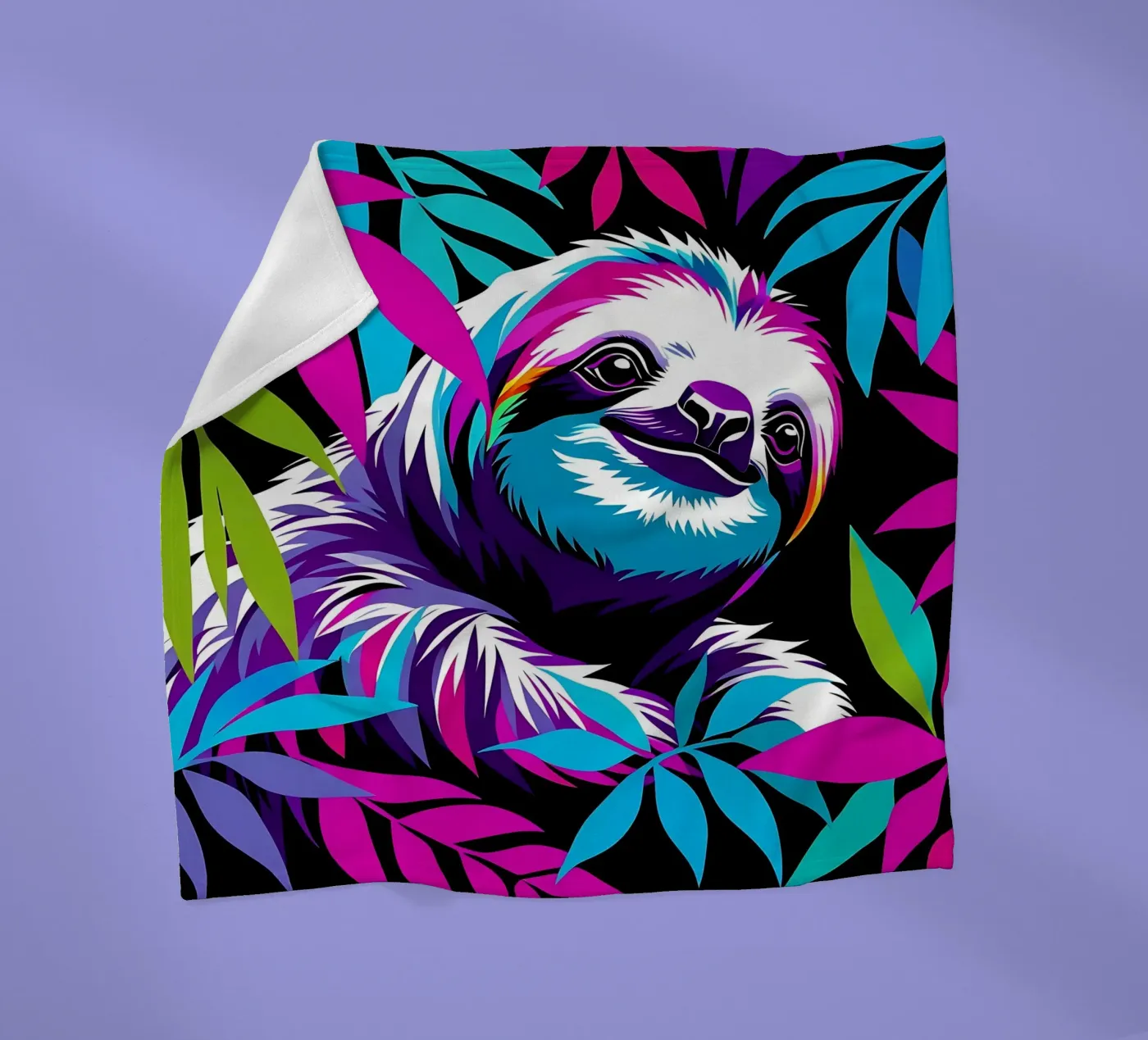 Sloth_Style_E_1 fleece blanket by Tierisch bunt by LK