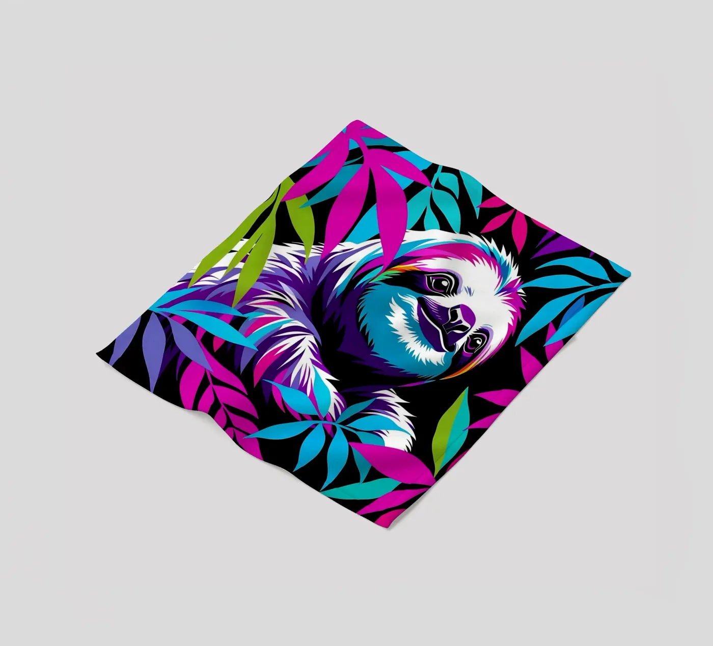 Sloth_Style_E_1 fleece blanket by Tierisch bunt by LK