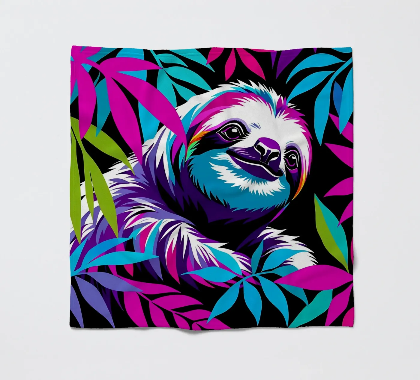 Sloth_Style_E_1 fleece blanket by Tierisch bunt by LK