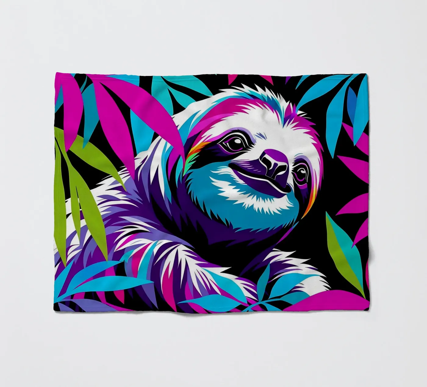 Sloth_Style_E_1 fleece blanket by Tierisch bunt by LK