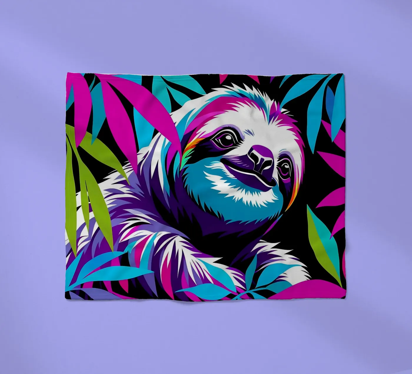 Sloth_Style_E_1 fleece blanket by Tierisch bunt by LK